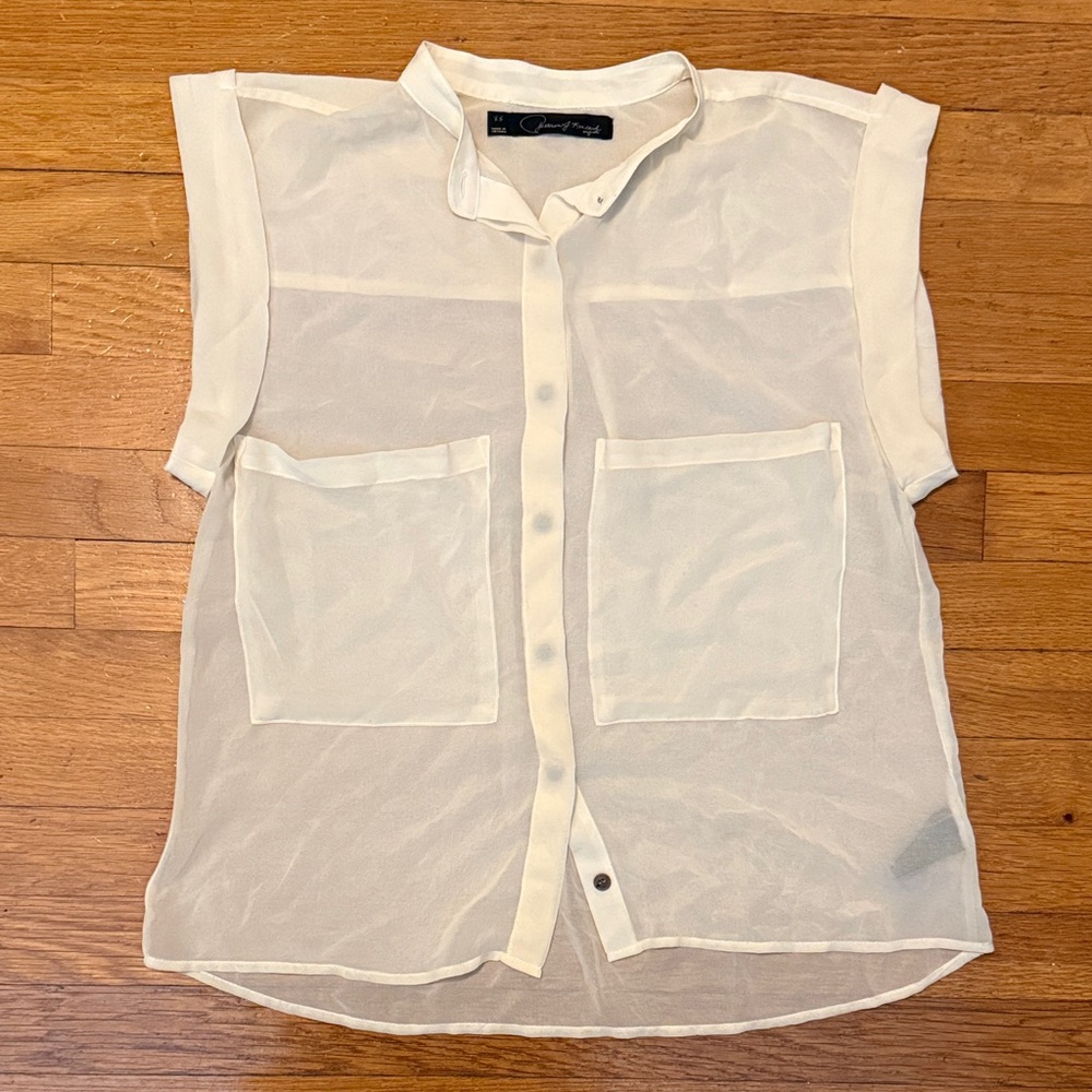 Patterson J. Kincaid Sheer Cream Button-Up Blouse